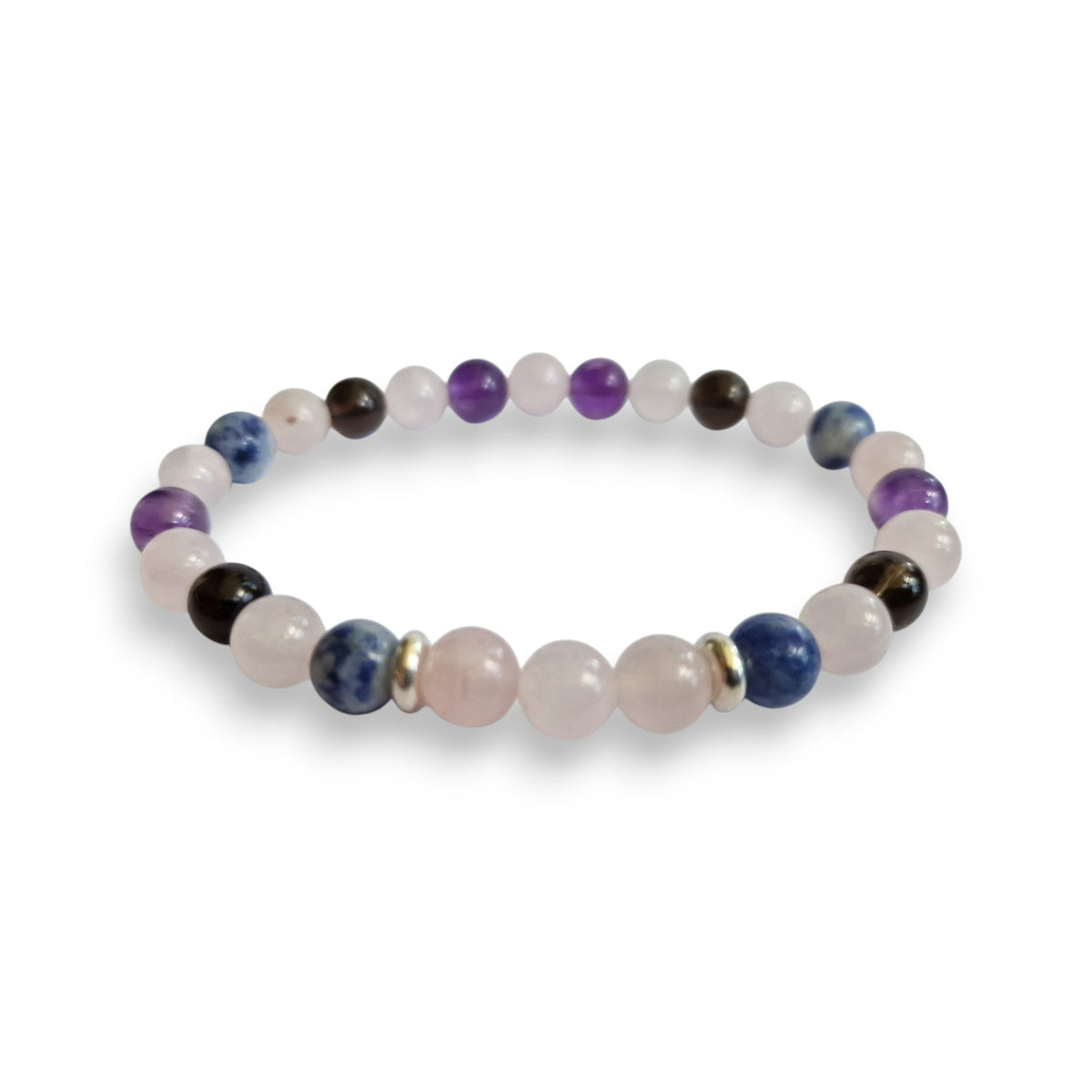 Custom crystal bracelet, Sodalite and Amethyst base, view 7