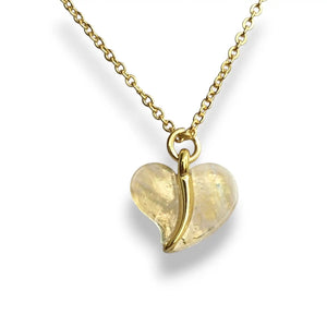 Moonstone heart pendant necklace, gold-plated sterling silver, view 3