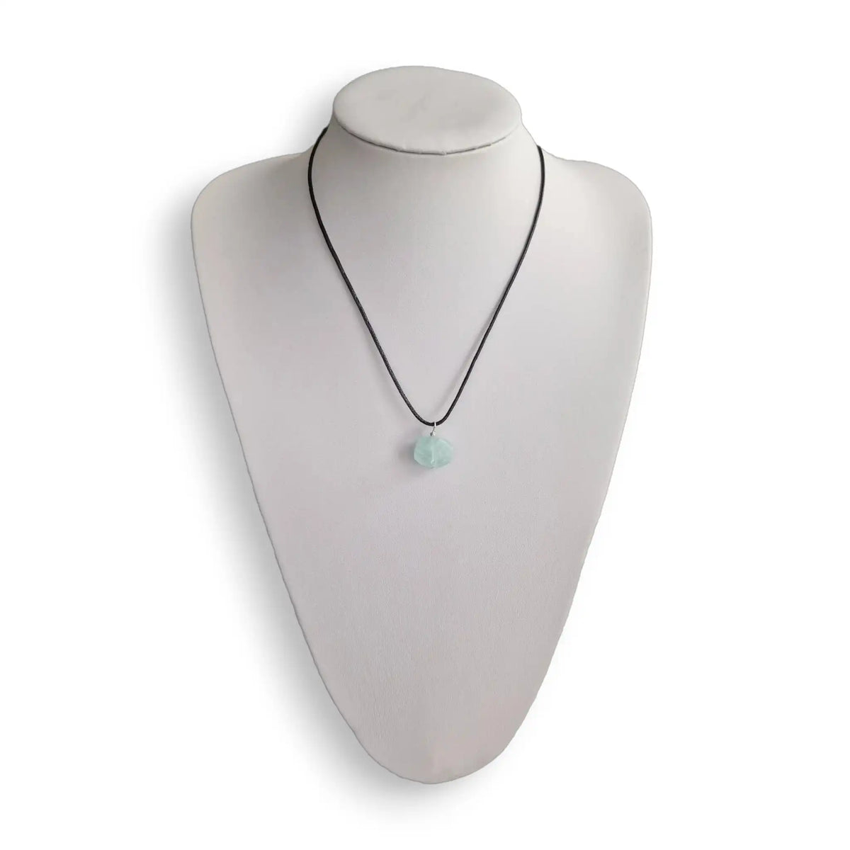 Aquamarine necklace, faceted crystal on a wax cord