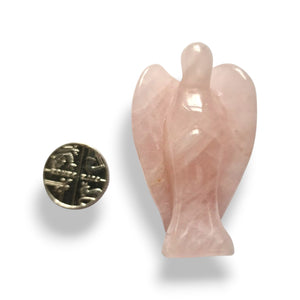 Rose quartz angel carving, 5cm, view 2