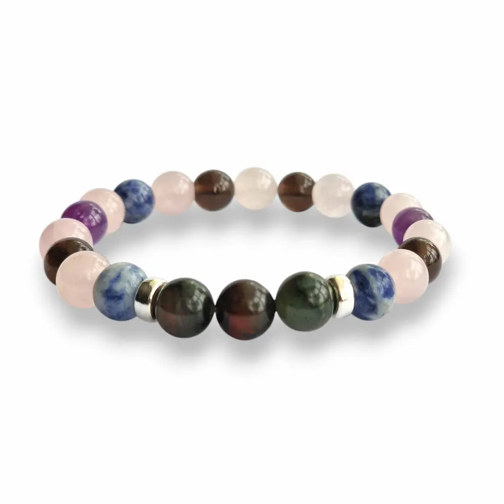 Custom crystal bracelet with Sodalite and Amethyst base, choose 3 natural stones