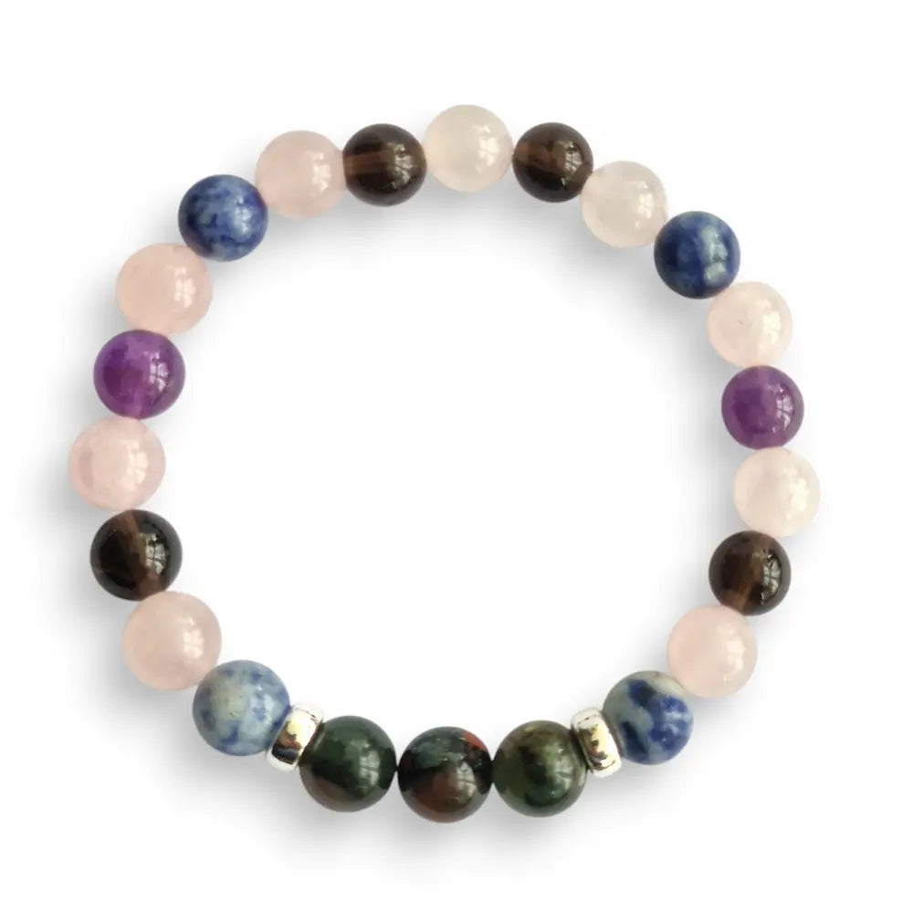 Custom crystal bracelet, Sodalite and Amethyst base, view 2