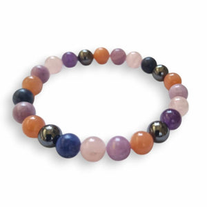 Sunstone and sodalite gemstone bracelet, warm and cool mix, view 3