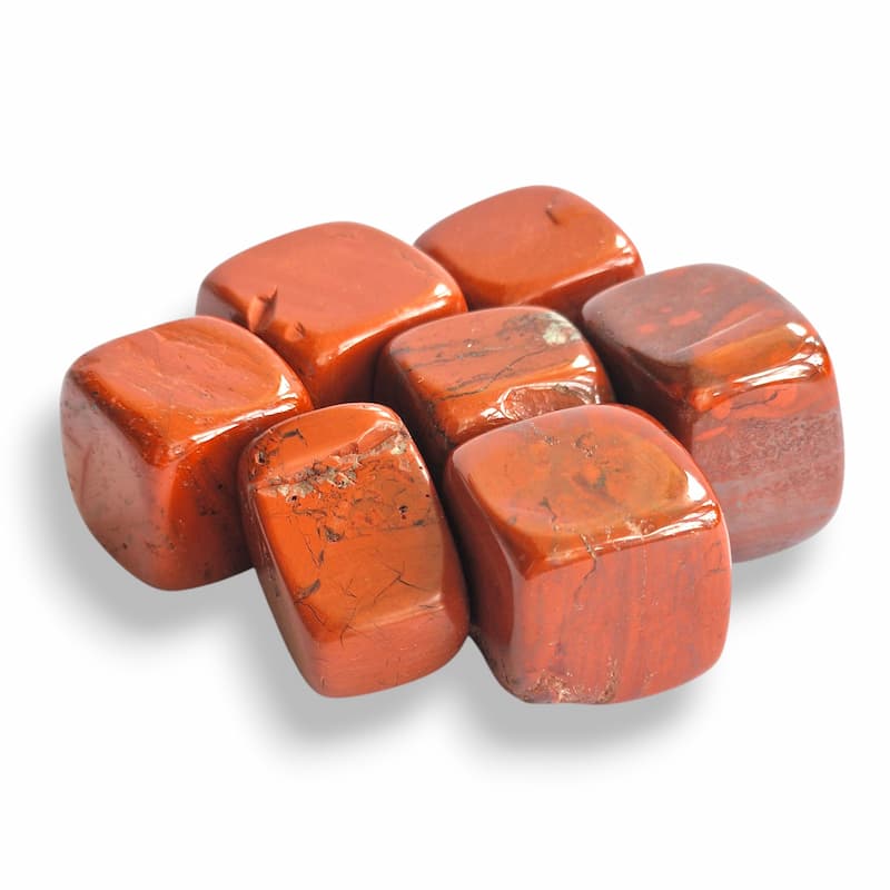 Hand-polished Red Jasper cube tumblestone, terracotta-red natural stone