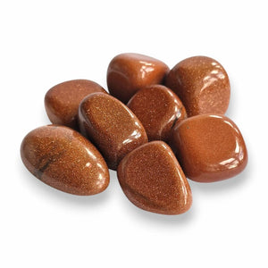 Brown goldstone polished tumblestone, glittering copper, view 3