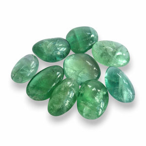 Green fluorite polished tumblestone, glossy green, view 3