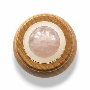 Rose quartz face roller, natural stone skincare tool, view 4