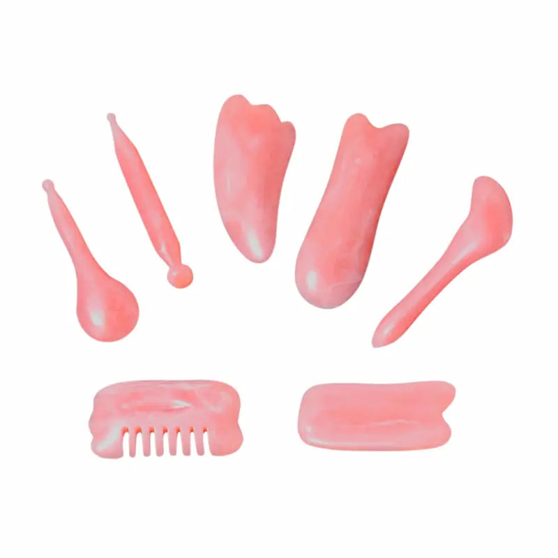 Facial and body massage set with roller and gua sha in resin