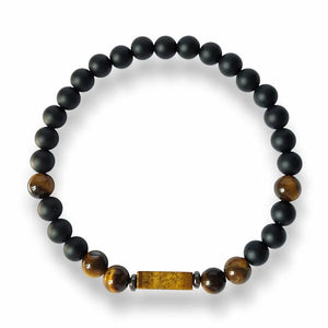 Men's matte onyx and tiger's eye bracelet, view 2