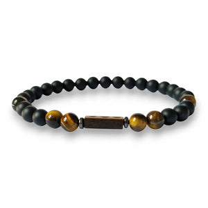 Men's matte onyx and tiger's eye beaded bracelet, 6mm
