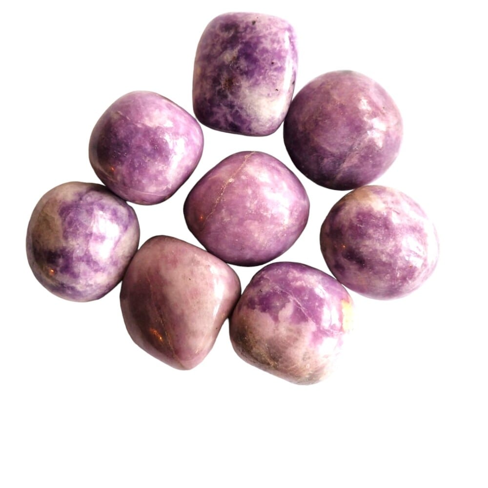Lepidolite polished tumblestone, lilac-pink, view 2