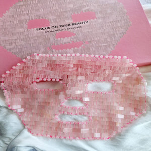 Rose quartz face mask, natural stone skincare tool, view 4