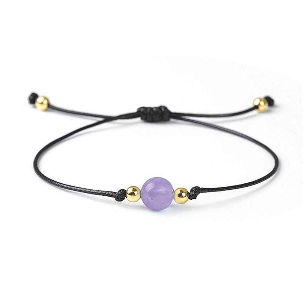 Lavender amethyst beaded bracelet in soft lilac natural stone on a wax cord