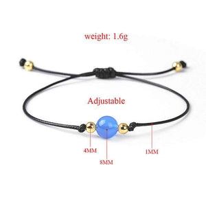 Blue agate beaded bracelet, soft blue, view 2
