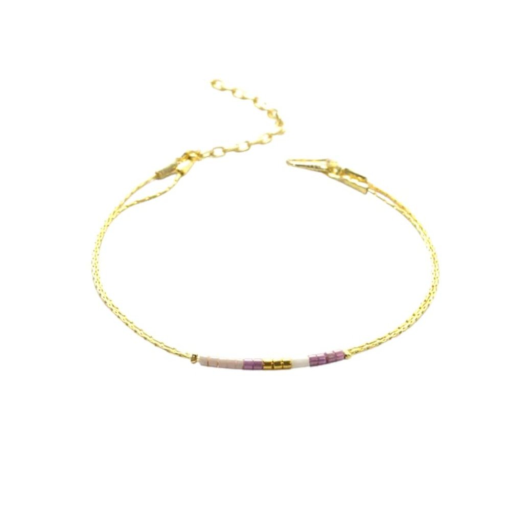 Miyuki seed bead bracelet, brass tones, view 6