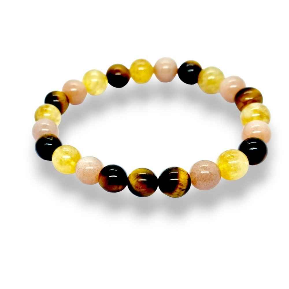 Citrine and tiger's eye gemstone bracelet, warm golden tones, view 2