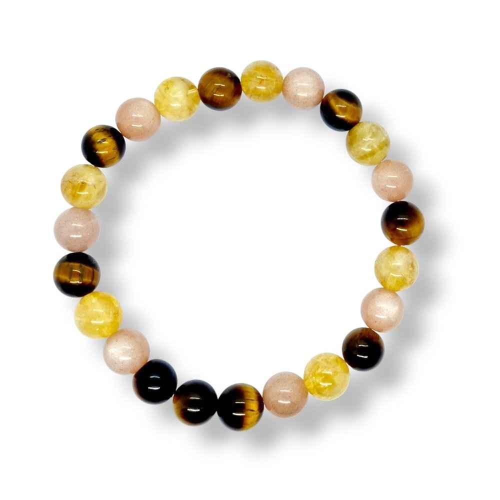 Citrine and tiger's eye gemstone bracelet, warm golden tones, view 3