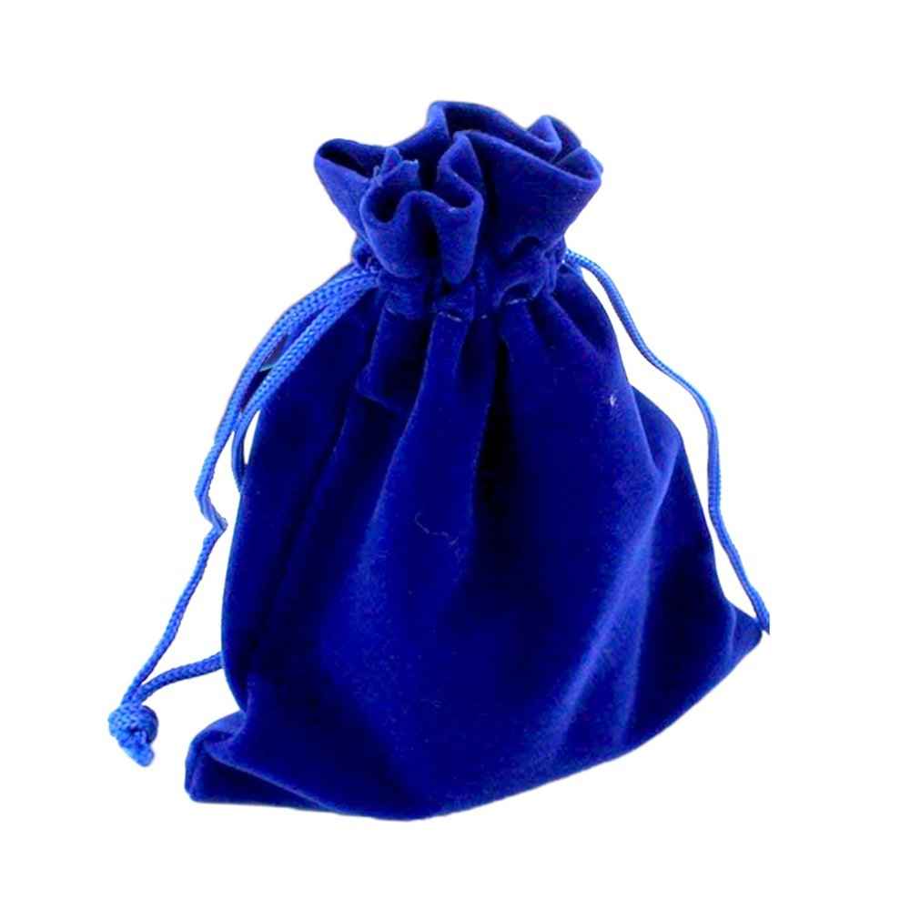 Royal blue velvet drawstring pouch for crystals, 10 by 15 cm
