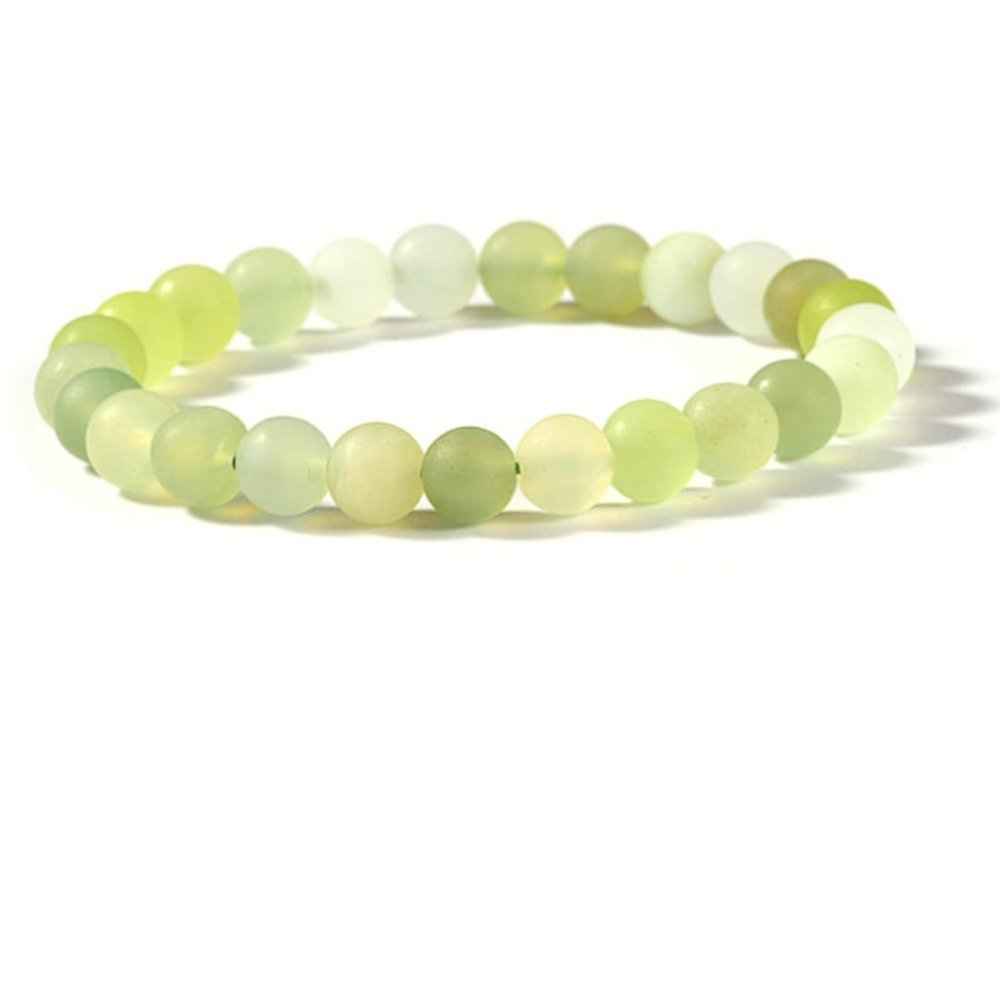 New jade beaded bracelet, soft green serpentine 8mm natural stone beads