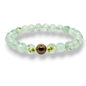 Prehnite beaded bracelet in soft pale green natural stone