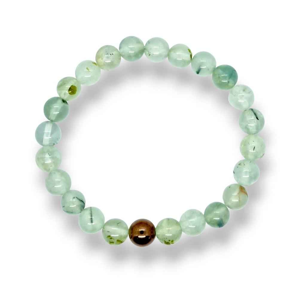 Prehnite beaded bracelet, pale green, view 2