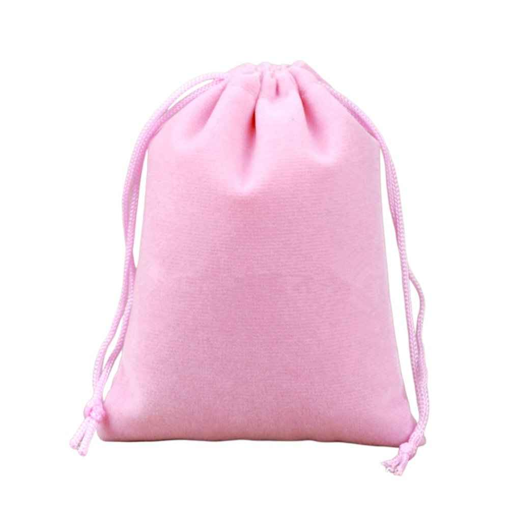 Pink velvet drawstring pouch for crystals, 10 by 15 cm
