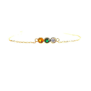 Dainty bracelet in gold-plated sterling silver with citrine and lab-created emerald and diamond accents