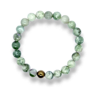Peace jade beaded bracelet, soft green, view 2