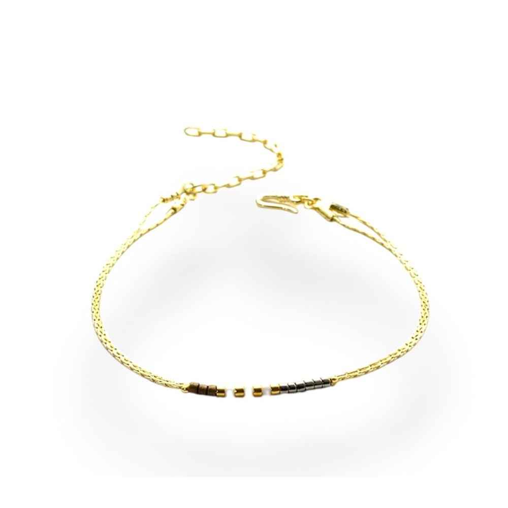 Miyuki seed bead bracelet, brass tones, view 2
