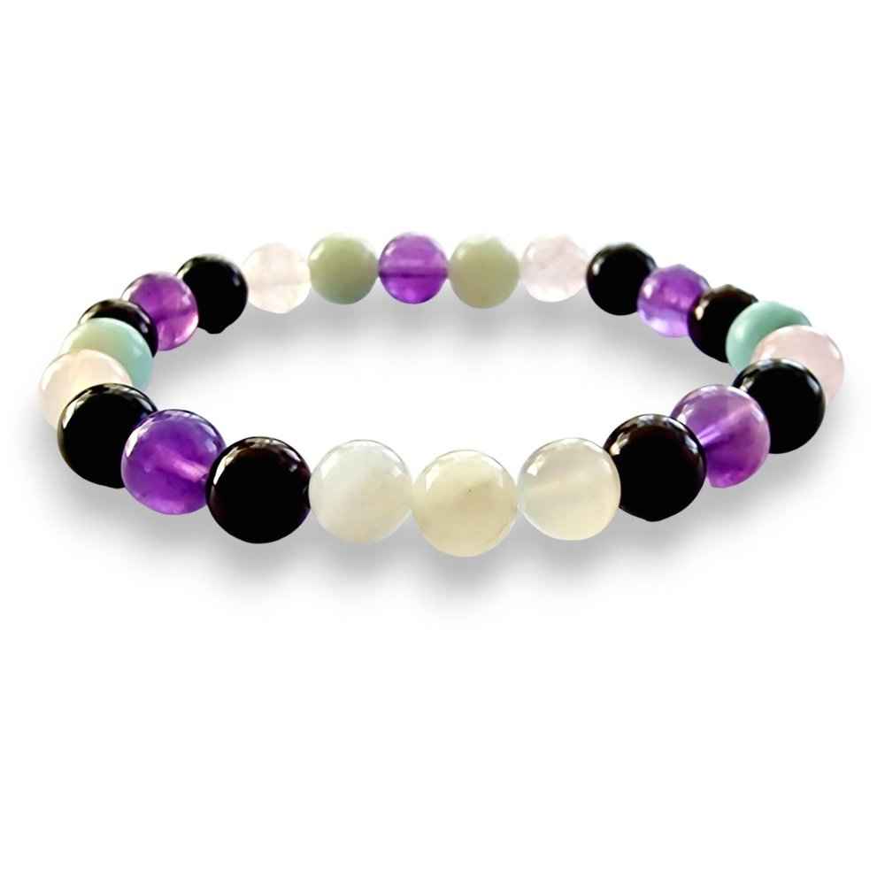 Moonstone and Rose Quartz gemstone bracelet in soft tonal mix