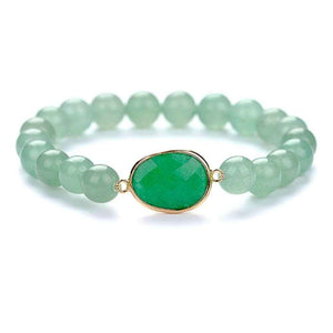 Green aventurine beaded bracelet in soft green natural stone