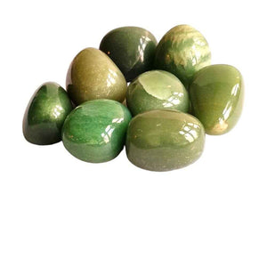 Green aventurine polished tumblestone in soft green natural stone