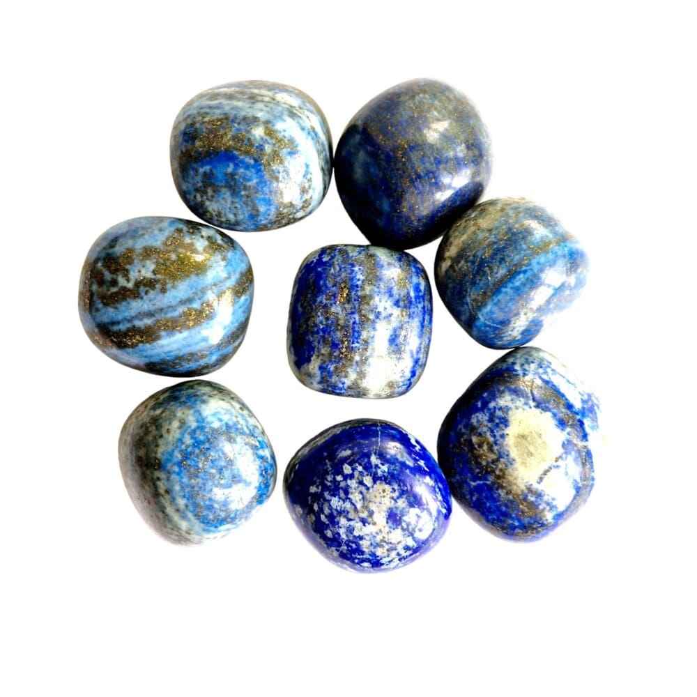Lapis lazuli polished tumblestone, deep blue and gold, view 2