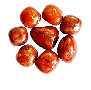 Red jasper polished tumblestone, brick red, view 2
