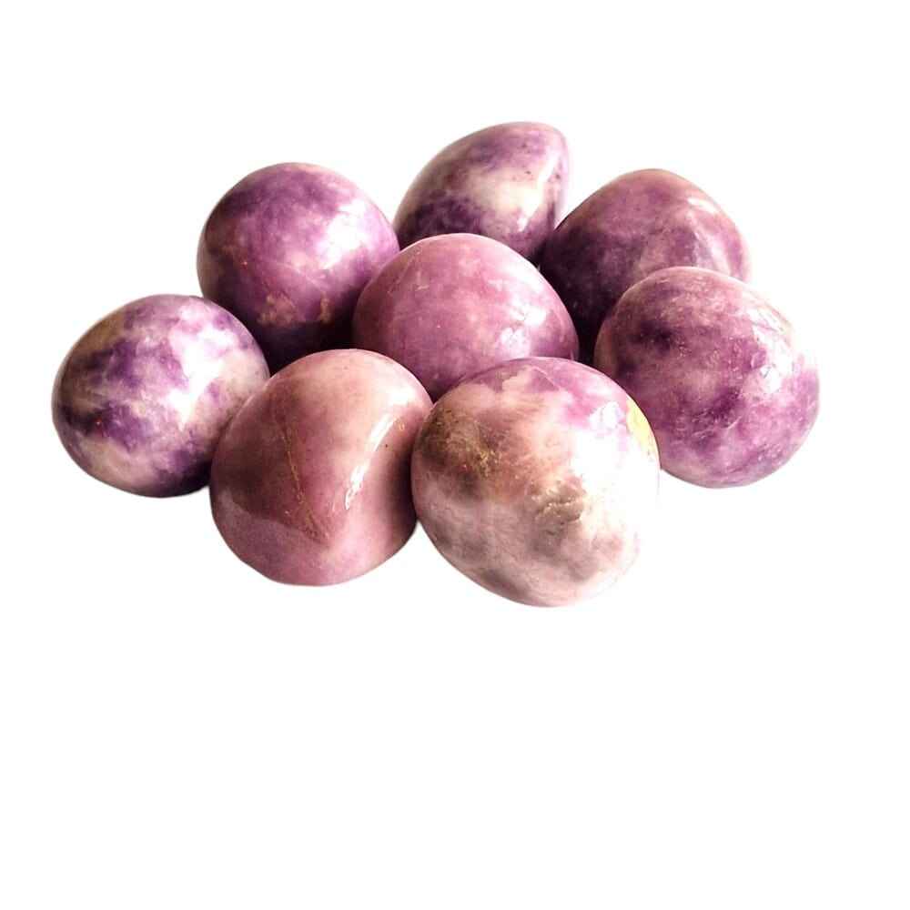 Lepidolite polished tumblestone in lilac-pink natural stone