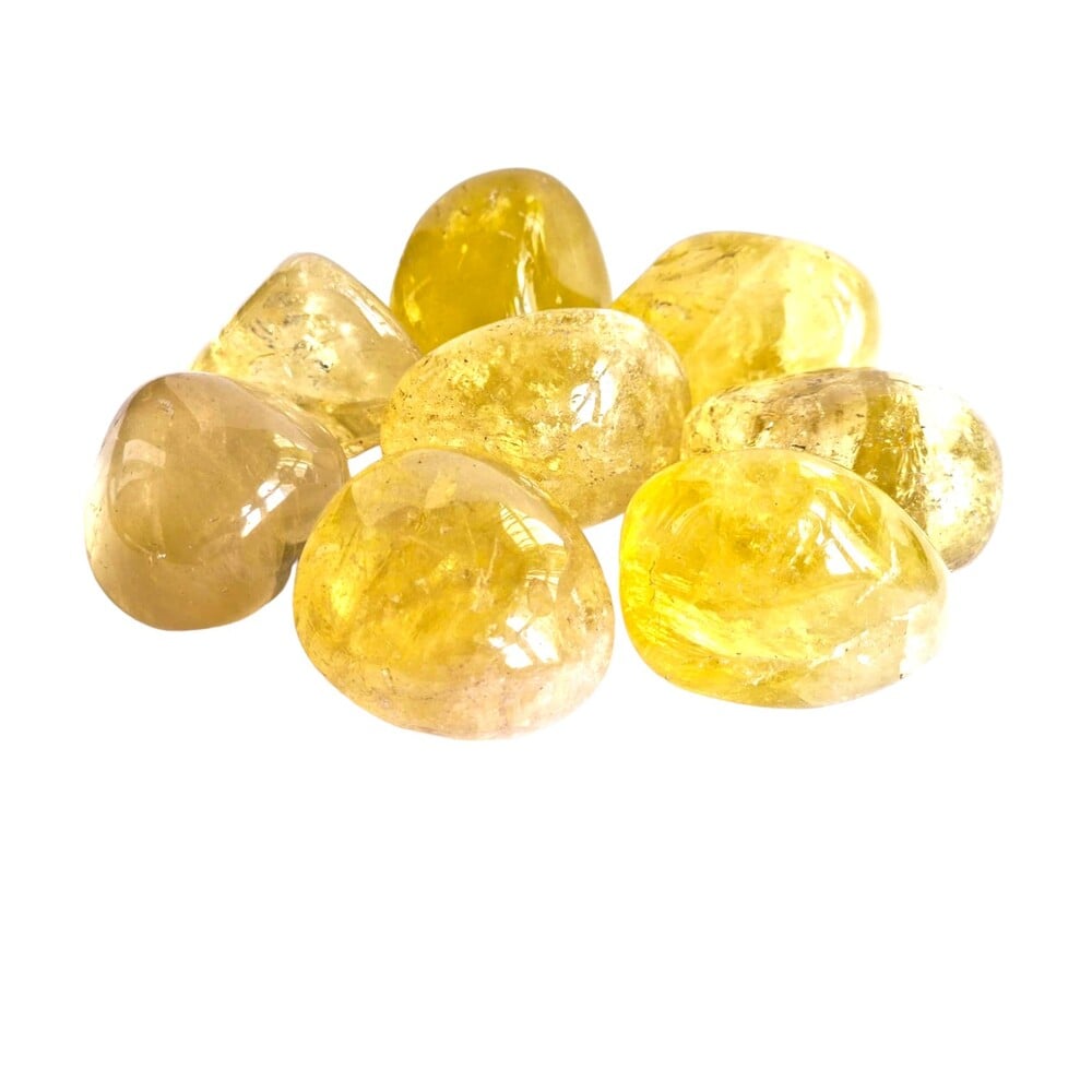 Citrine polished tumblestone, warm gold, view 2