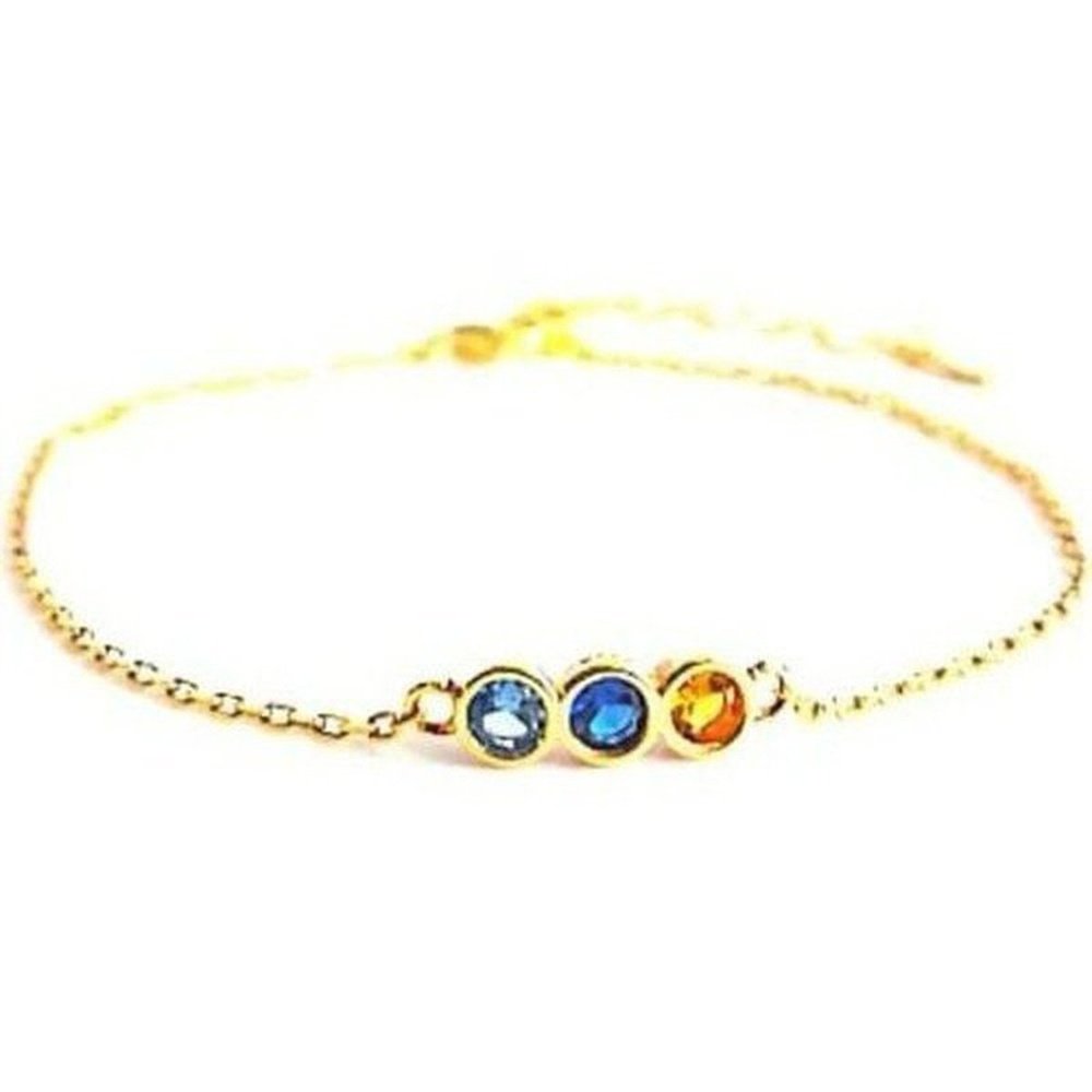 Dainty bracelet in gold-plated sterling silver with blue topaz, citrine and a lab-created sapphire accent