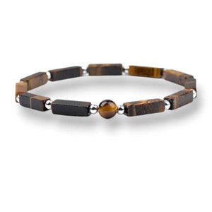 Tiger's eye beaded bracelet with rectangular 12mm natural stone beads
