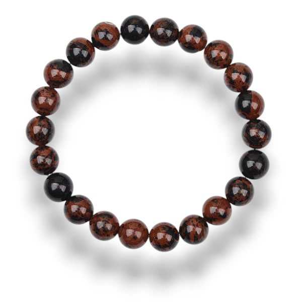 Mahogany obsidian beaded bracelet, brown and black, view 2
