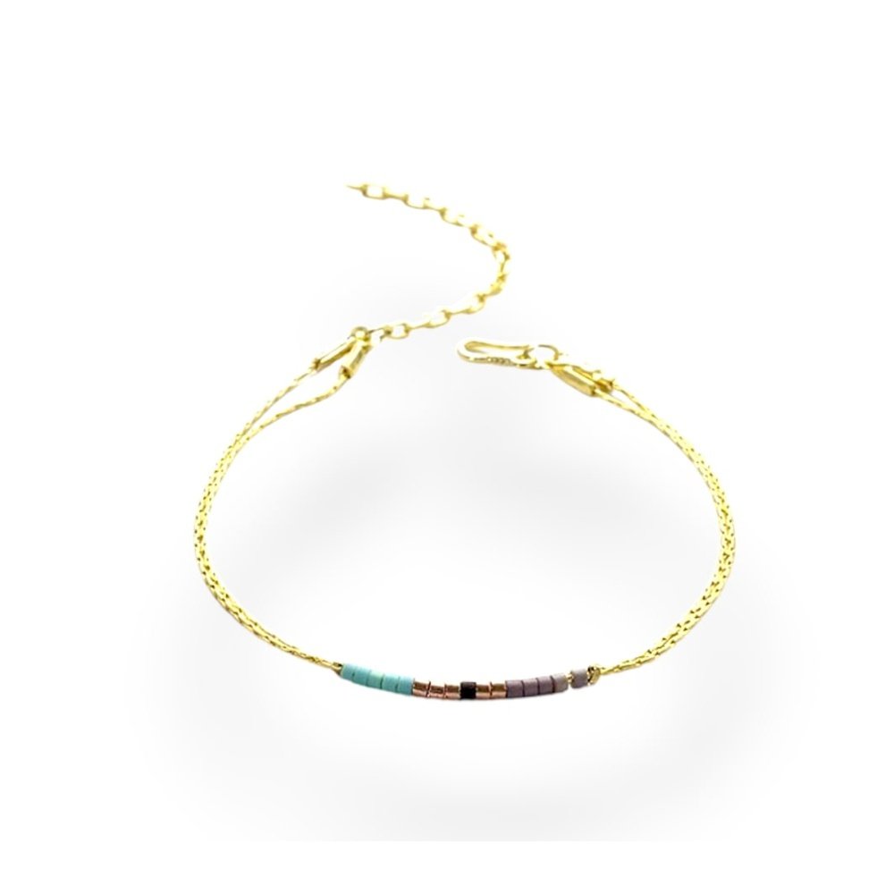Miyuki seed bead bracelet, brass tones, view 4