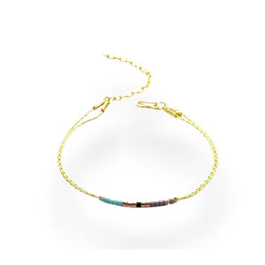 Miyuki seed bead bracelet, brass tones, view 4