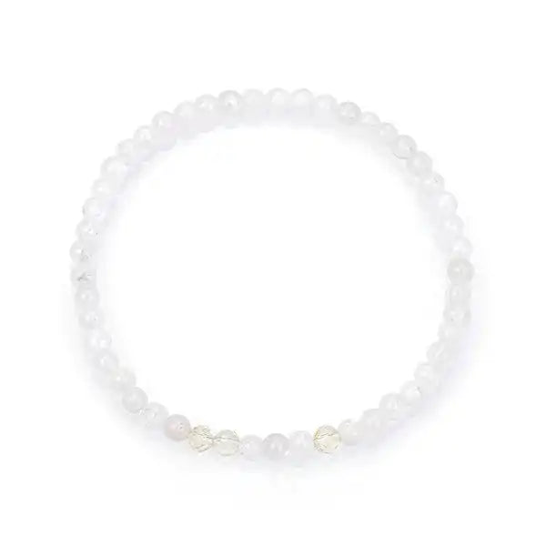 Moonstone and citrine beaded bracelet in white and gold, 4mm