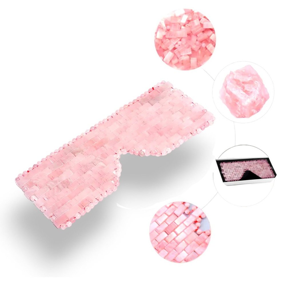 Rose quartz skincare set, roller and eye mask, view 4