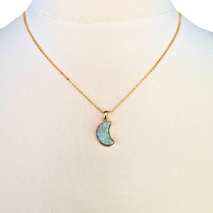 Crescent moon druzy agate pendant necklace, view 2