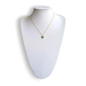 Malachite heart pendant necklace on a gold-plated chain, 18 inch