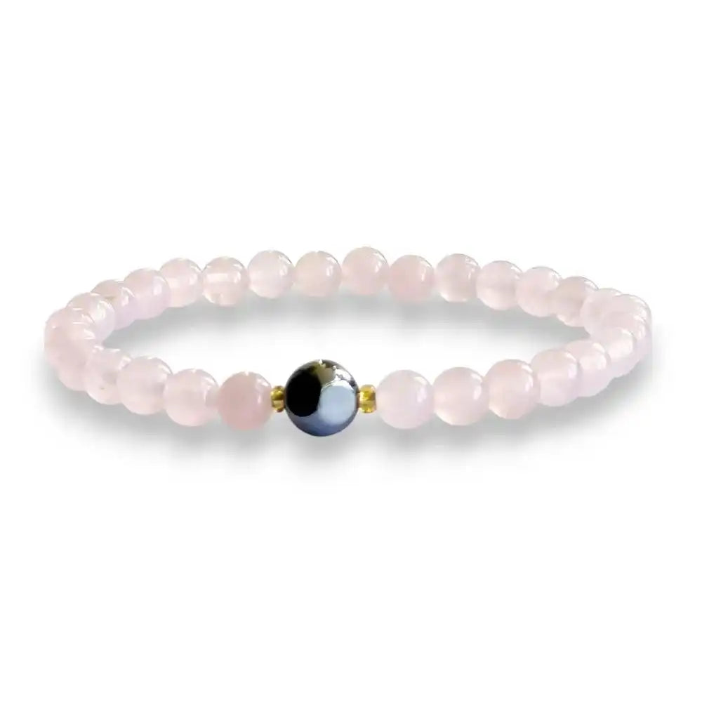 Rose quartz beaded bracelet, soft pink 6mm natural stone beads