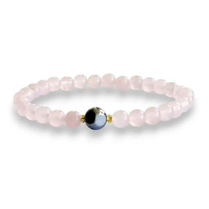 Rose quartz beaded bracelet, soft pink 6mm natural stone beads