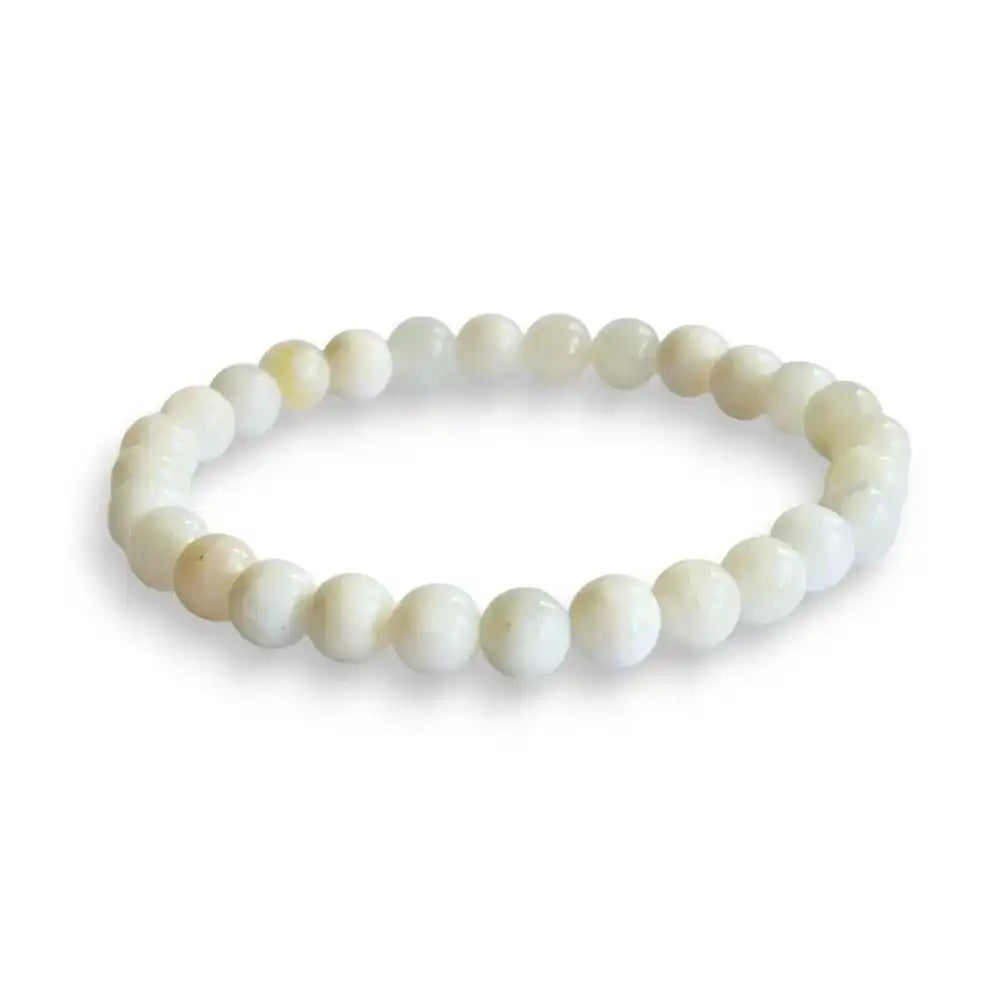 Moonstone beaded bracelet, white sheen 6mm natural stone beads