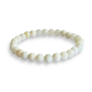 Moonstone beaded bracelet, white sheen 6mm natural stone beads