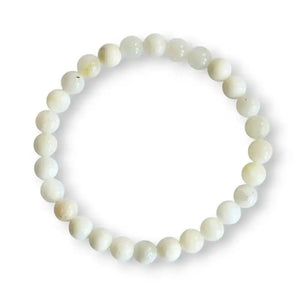 Moonstone beaded bracelet, white sheen, view 2